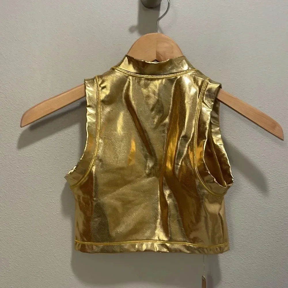 NWT Skims Metallic gold mock neck tank swim top in XS